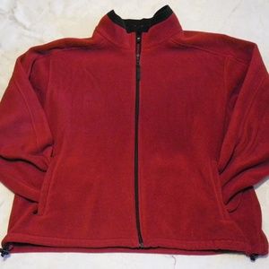 Eddie Bauer Full Zip Red Fleece Jacket Size XL
